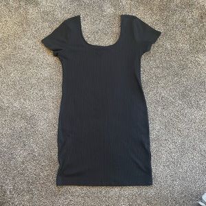 Like New Wild Fable Ribbed Black Cotton Short Sleeve Stretchy Dress
